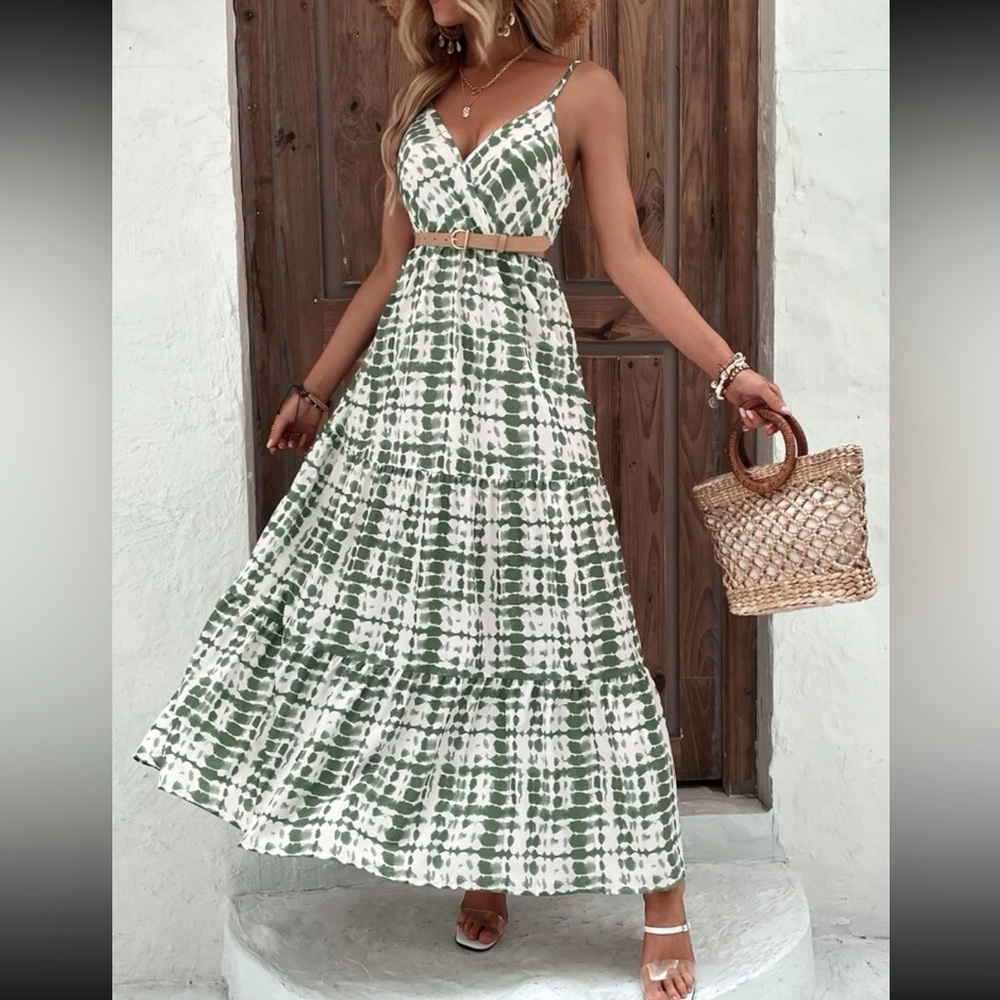 Boho tie dye cami maxi dress